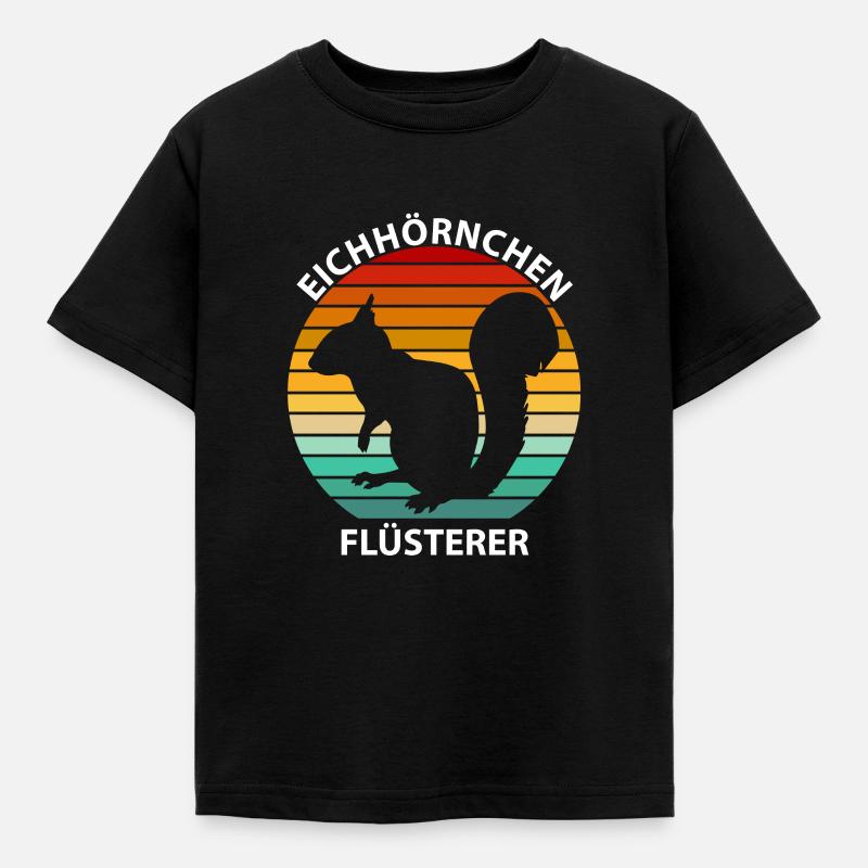 Eichhörnchen Flüsterer Eichkätzchen Squirrel Retro - Kinder T-Shirt - Schwarz