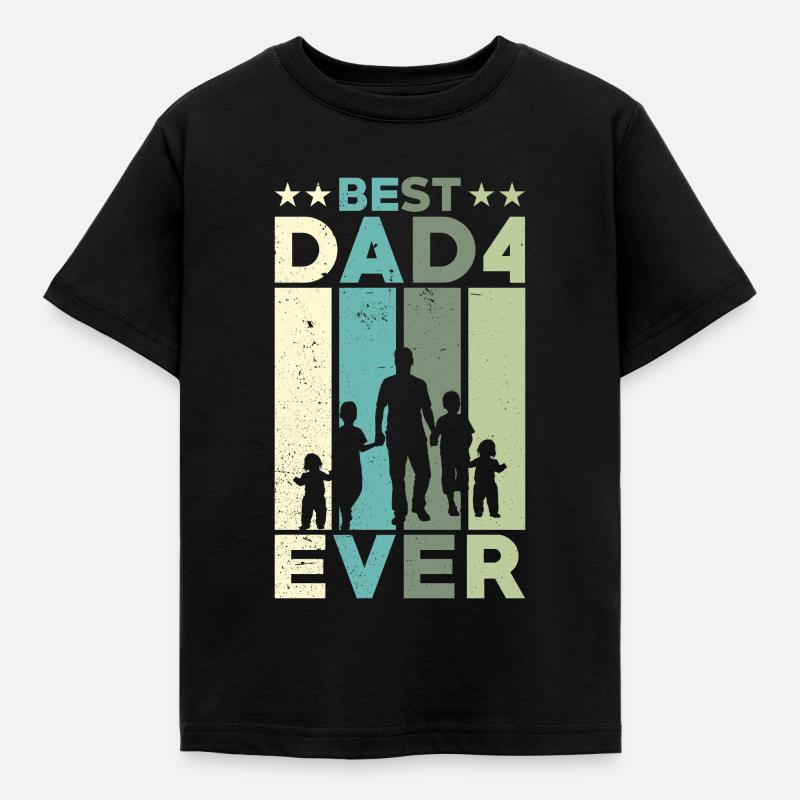 Bester Vater Aller Zeiten Retro Vier Kinder Bester - Børne-T-shirt - sort