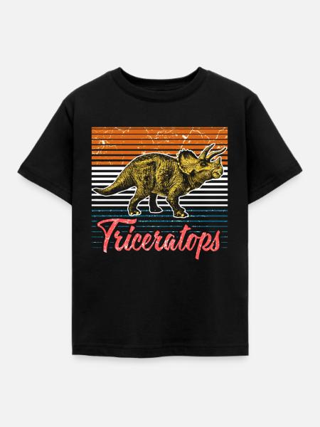 Triceratops Dino Dinosaurier - Kinder T-Shirt - Schwarz