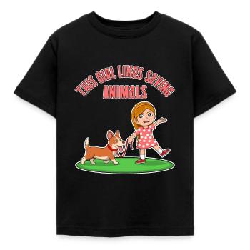 Lustiges Zitat Mädchen rettet gerne Tiere Katzen - Kinder T-Shirt - Schwarz - Vorne - AI Model Kid Female (0cm)
