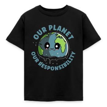 Notre planète notre responsabilité - Protéger la Terre - T-shirt Enfant - noir - Devant - AI Model Kid Female (0cm)