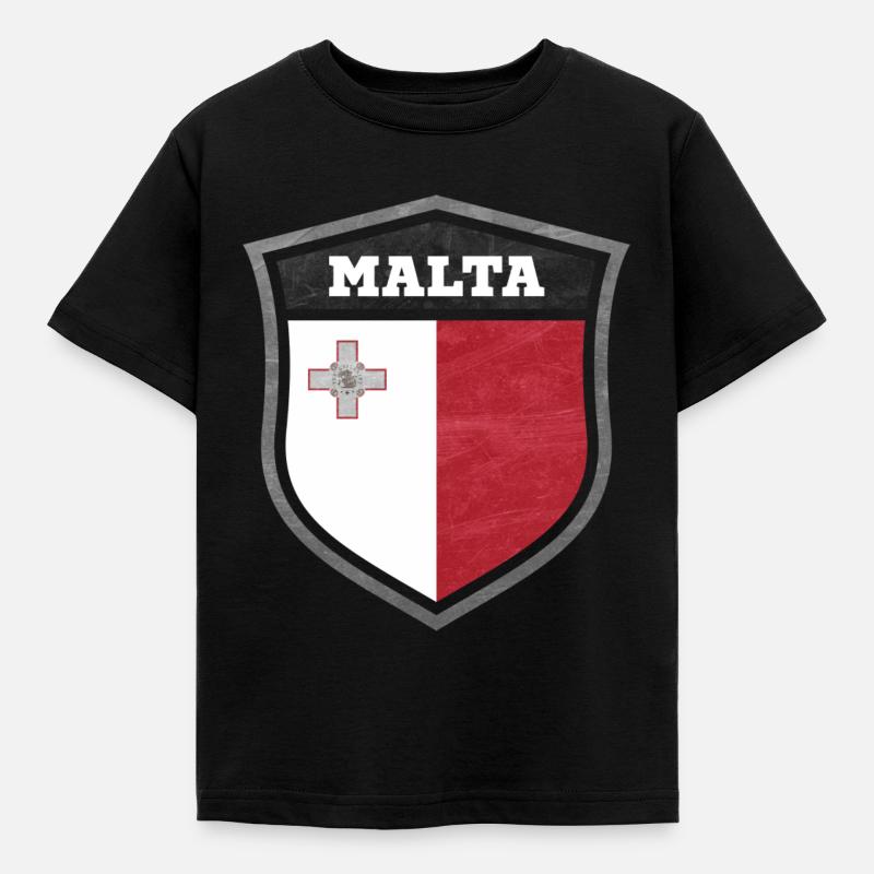 Malta Schild Logo Emblem - Kinder T-Shirt - Schwarz