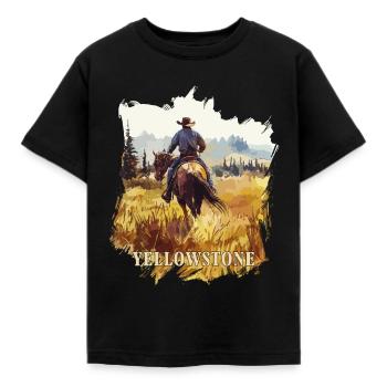 Cowboy Montana cheval Yellowstone Ranch Y Rip Rib - T-shirt Enfant - noir - Devant - AI Model Kid Female (0cm)