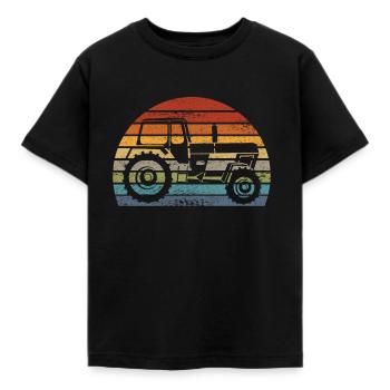 Progress tractor farmer tractor retro ddr - Kids' T-Shirt - black - Front - AI Model Kid Female (0cm)