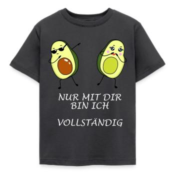 Nur mit dir, bin ich vollständig! - Kinder T-Shirt - Dunkelgrau - Vorne - AI Model Kid Female (0cm)