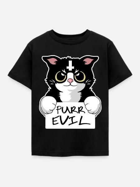 Purr Evil - Kinder T-Shirt - Schwarz