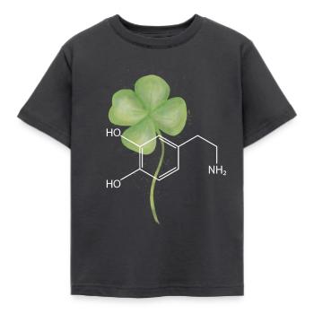 Strukturformel Dopamin mit Kleeblatt - Kinder T-Shirt - Dunkelgrau - Vorne - AI Model Kid Female (0cm)