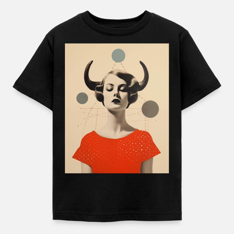 Taureau collage art astrologie - T-shirt Enfant - noir