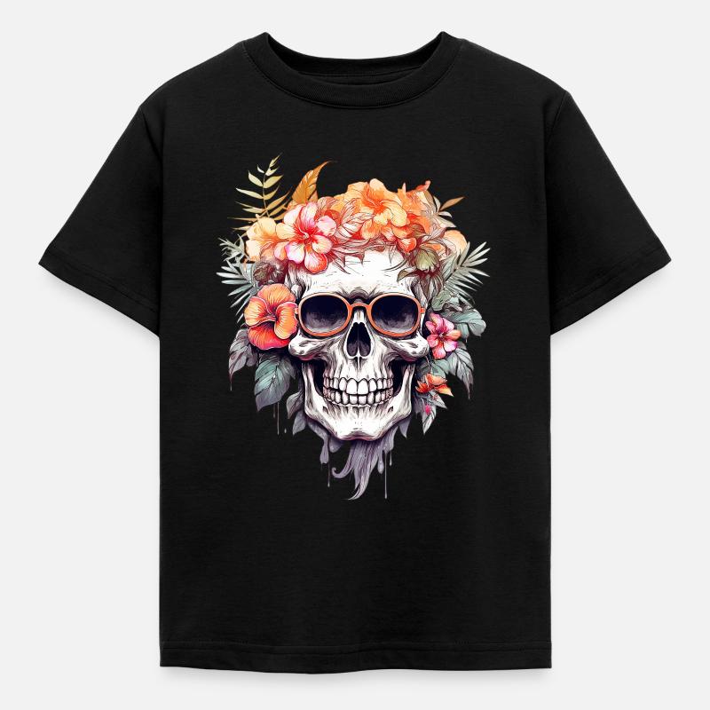 Teschio Hippie - Maglietta per bambini - nero