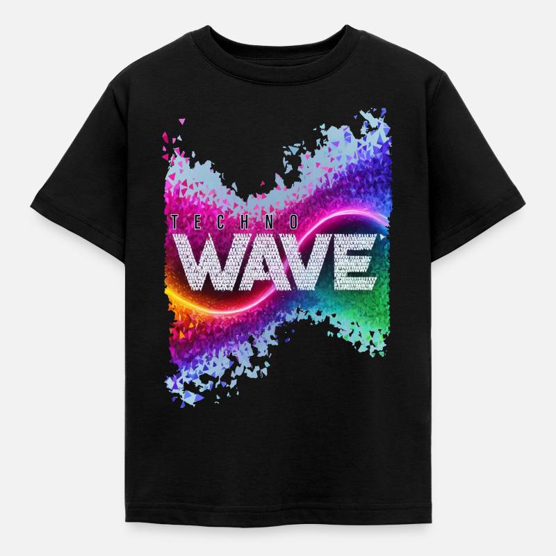 techno wave - Kinder T-Shirt - Schwarz