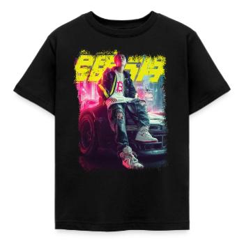 Streetwear Bitcoin Racing - Kids' T-Shirt - black - Front - AI Model Kid Female (0cm)