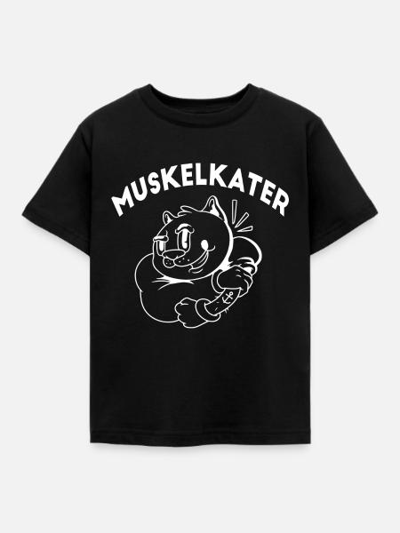 Muskelkater Fitness Kater Gym Trainingspartner - Kinder T-Shirt - Schwarz