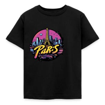 Paris Eiffel Tower design - Kids' T-Shirt - black - Front - AI Model Kid Female (0cm)