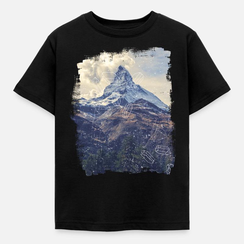 Berge & Diamonds - Kinder T-Shirt - Schwarz