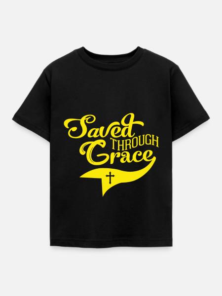 Saved Through Grace - Kinder T-Shirt - Schwarz