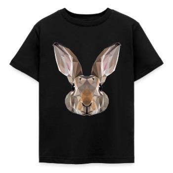 Hase Polygon Karnickel Kaninchen geometrisch - Kinder T-Shirt - Schwarz - Vorne - AI Model Kid Female (0cm)