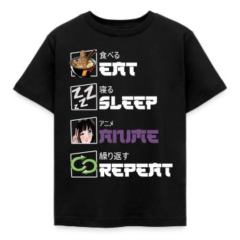 Eat Sleep Anime Repeat - Kinder T-Shirt - Schwarz - Vorne - AI Model Kid Female (0cm)