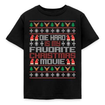 Die Hard Is Christmas Movie Ugly Christmas Pajama - Kinder T-Shirt - Schwarz - Vorne - AI Model Kid Female (0cm)