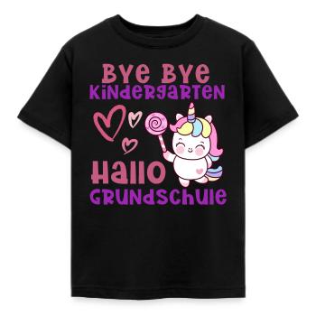 Bye Bye Kindergarten Hallo Grundschule Abschied - Kinder T-Shirt - Schwarz - Vorne - AI Model Kid Female (0cm)