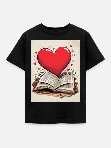 Liebesbuch - Kinder T-Shirt - Schwarz