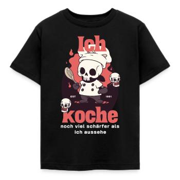Ich koche noch schärfer als ich aussehe - Kinder T-Shirt - Schwarz - Vorne - AI Model Kid Female (0cm)