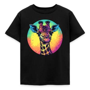 Bunte Giraffe mit Farbverlauf - Kinder T-Shirt - Schwarz - Vorne - AI Model Kid Female (0cm)