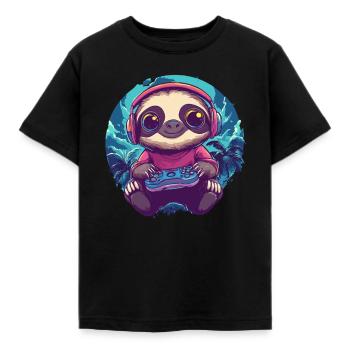 Gamer Sloth Chill Mode - Kids' T-Shirt - black - Front - AI Model Kid Female (0cm)