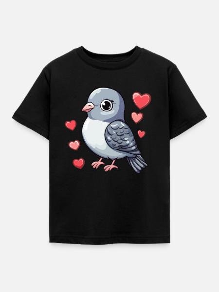 Taube voller Liebe - Kinder T-Shirt - Schwarz