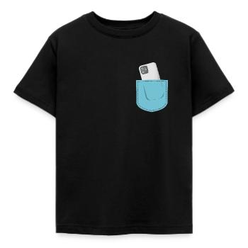 Pocket phone chest pocket Mobile phone - Kids' T-Shirt - black - Front - AI Model Kid Female (0cm)
