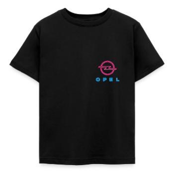 Opel Retro Neon Chest Logo In Blue And Pink - Kids' T-Shirt - black - Front - AI Model Kid Female (0cm)