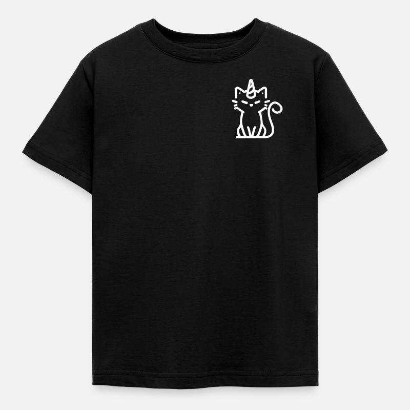 Einhorn-Katze - Kinder T-Shirt - Schwarz