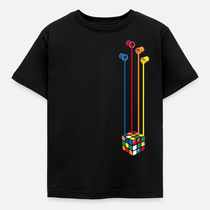 Rubik's Cube Colourful Paint Buckets - Børne-T-shirt - sort