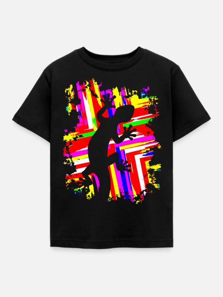 grafitti GECKO - Kinder T-Shirt - Schwarz