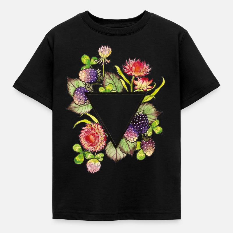 Fleurs de paille avec triangle - T-shirt Enfant - noir