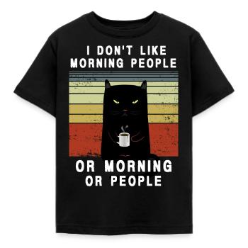 Ich hasse Morgen Menschen und Morgen und Menschen - Kinder T-Shirt - Schwarz - Vorne - AI Model Kid Female (0cm)