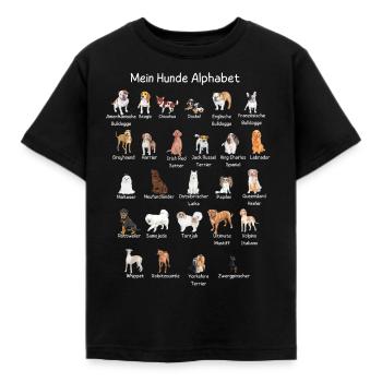 Hunde Alphabet - Kinder T-Shirt - Schwarz - Vorne - AI Model Kid Female (0cm)