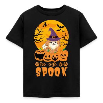 Cute Dwarf Spitz Halloween Costume Dog - Kids' T-Shirt - black - Front - AI Model Kid Female (0cm)