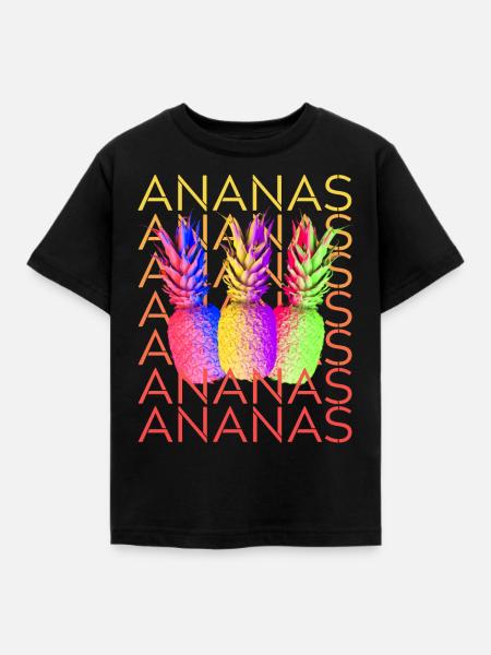 Ananas Sommer Frucht - Kinder T-Shirt - Schwarz