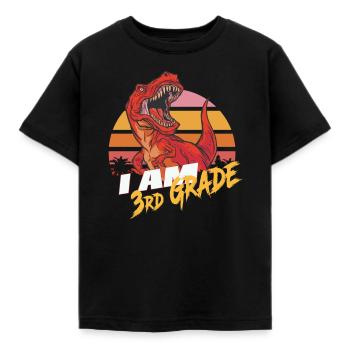 I am 3rd Grade, Second Grader - T-REX - Kids' T-Shirt - black - Front - AI Model Kid Female (0cm)