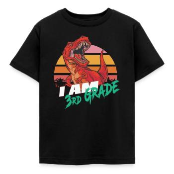 I am 3rd Grade, Second Grader - T-REX - Kids' T-Shirt - black - Front - AI Model Kid Female (0cm)