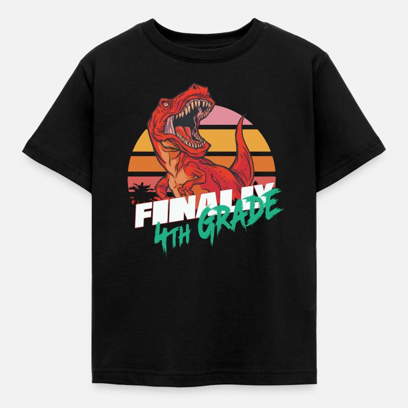 Endlich 4. Klasse, Viertklässler - T-REX - Kinder T-Shirt - Schwarz