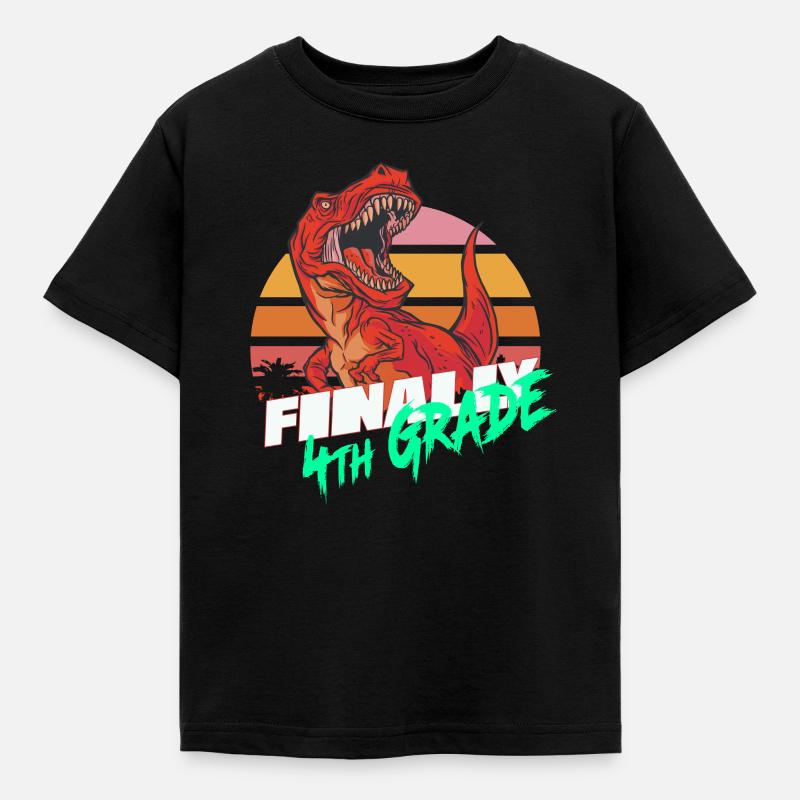 Endlich 4. Klasse, Viertklässler - T-REX - Kinder T-Shirt - Schwarz