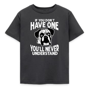 Boxer Hund - Kinder T-Shirt - Dunkelgrau - Vorne - AI Model Kid Female (0cm)