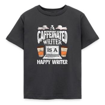 Coffee writer - Kids' T-Shirt - dark grey - Front - AI Model Kid Female (0cm)