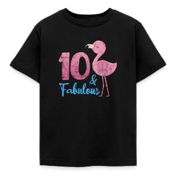10th birthday Flamingo - Kids' T-Shirt - black - Front - AI Model Kid Female (0cm)