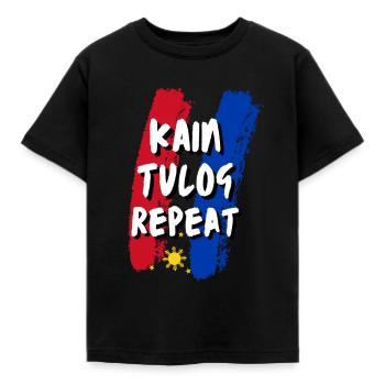 Kain Tulog Repeat Philippinen Geschenk f. Filipino - Kinder T-Shirt - Schwarz - Vorne - AI Model Kid Female (0cm)