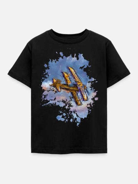 Flugzeug - Kinder T-Shirt - Schwarz