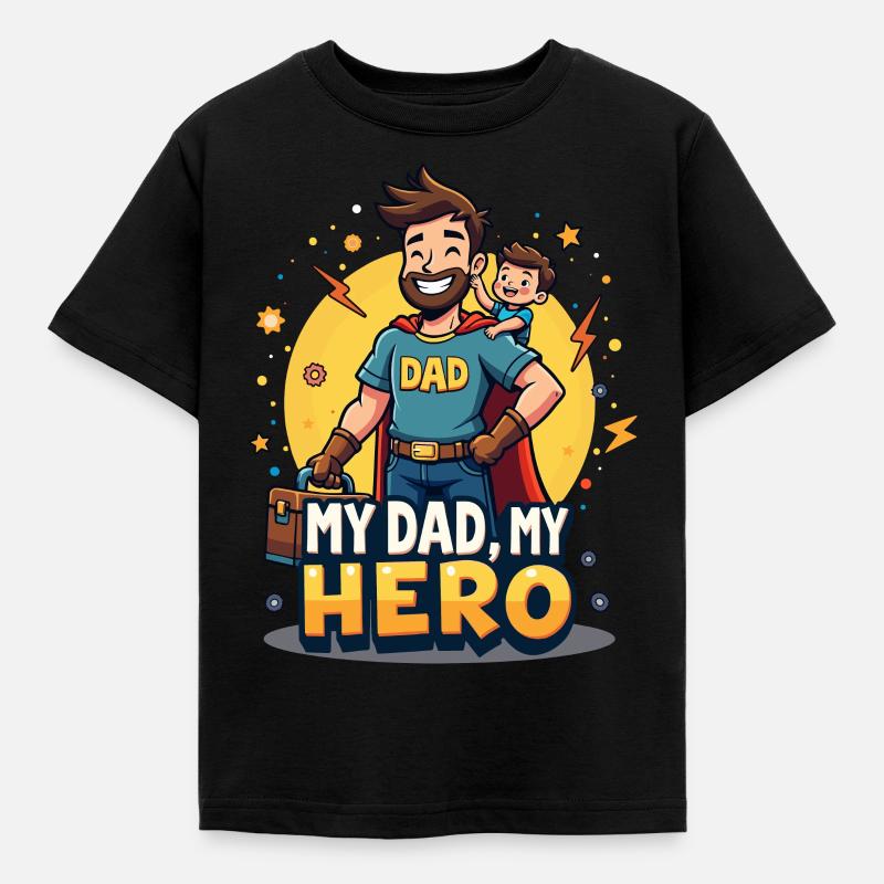 Mon père, mon héros - T-shirt Enfant - noir
