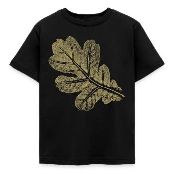 Feuille de chêne - Feuille/ Chêne - Naturel - T-shirt Enfant - noir - Devant - AI Model Kid Female (0cm)