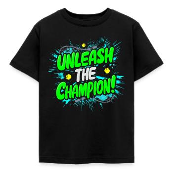 Tennis T-Shirt unleash the champion - Kinder T-Shirt - Schwarz - Vorne - AI Model Kid Female (0cm)